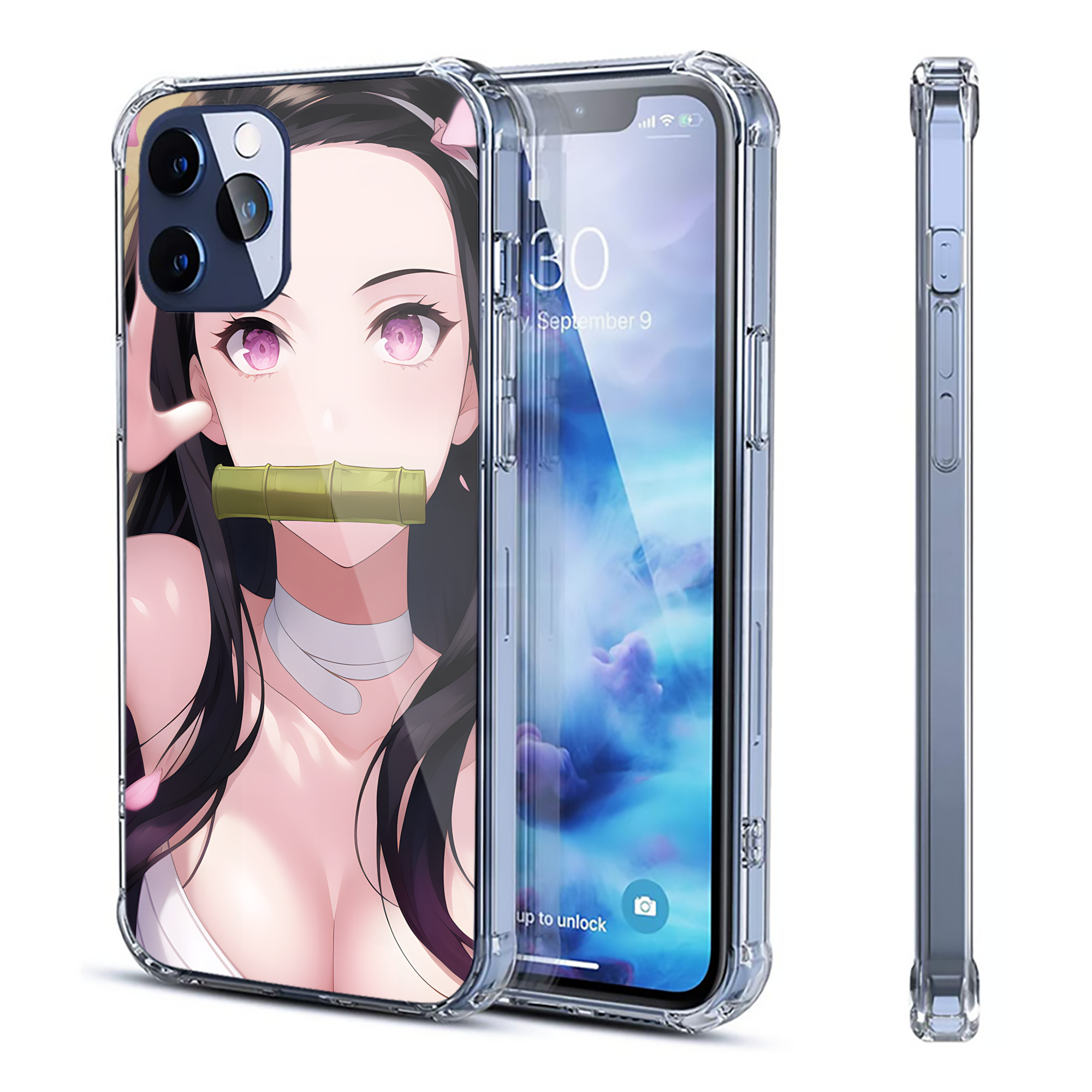 （画像用） 鬼滅の刃（きめつのやいば）竈門 禰󠄀豆子／かまど ねずこ Kamado Nezuko 【iPhone 12シリーズ対応】透明スマホケース（クリアソフトケース）